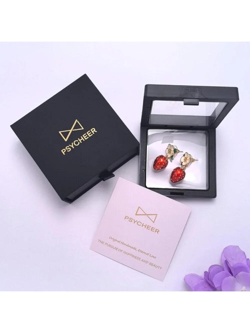 Cute Strawberry Dangle Earrings for Women | Handcrafted Enamel Fruit Jewelry